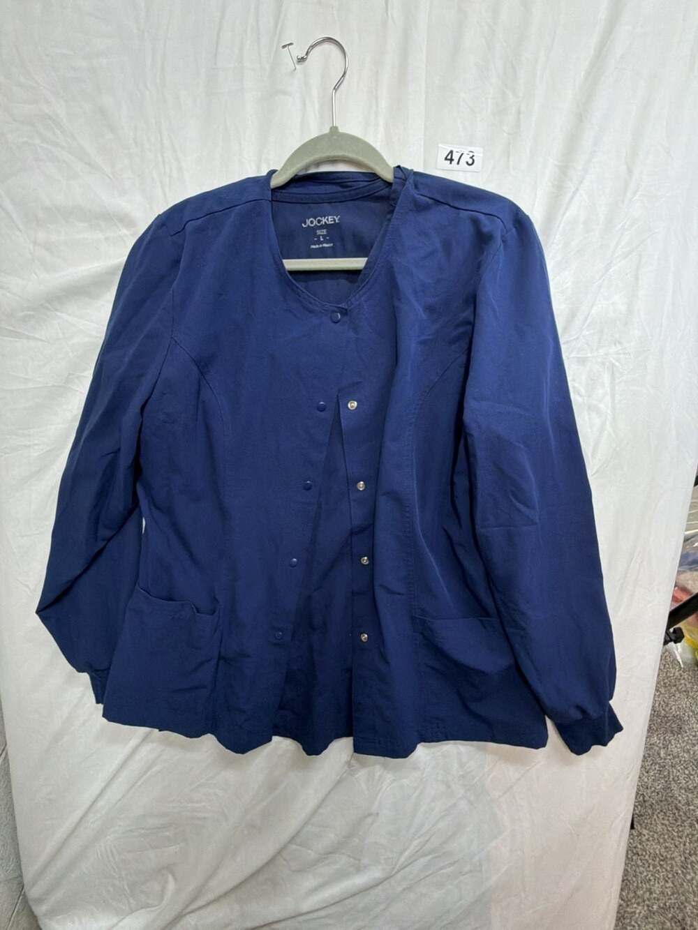Jockey Scrub Jacket & shirt Size L Blue Snap